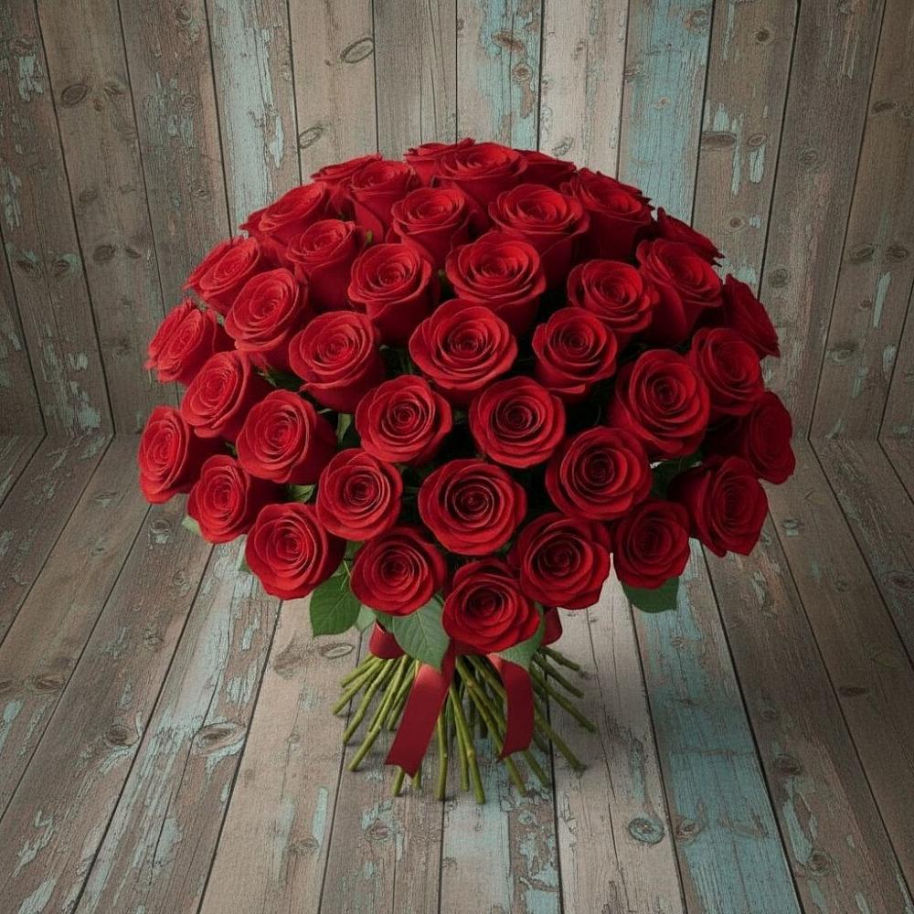 Букет 55 Красных роз Фридом в Новомичуринске