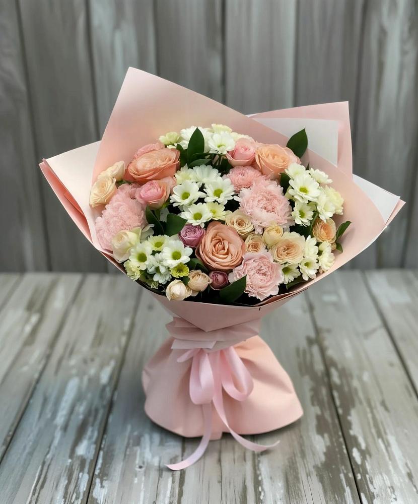 Букет цветов из: Гвоздики, Розы и Хризантемы в Новомичуринске