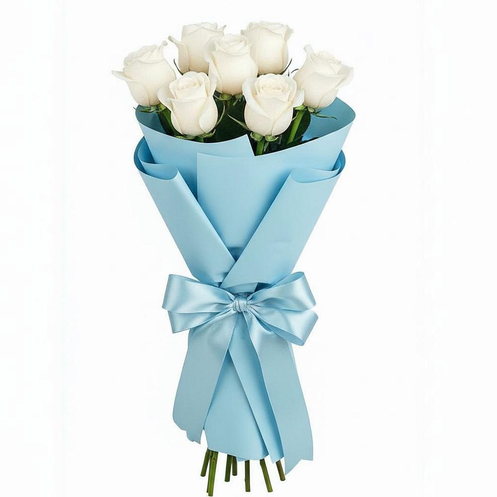 Букет 7 белых роз Проуд в Новомичуринске