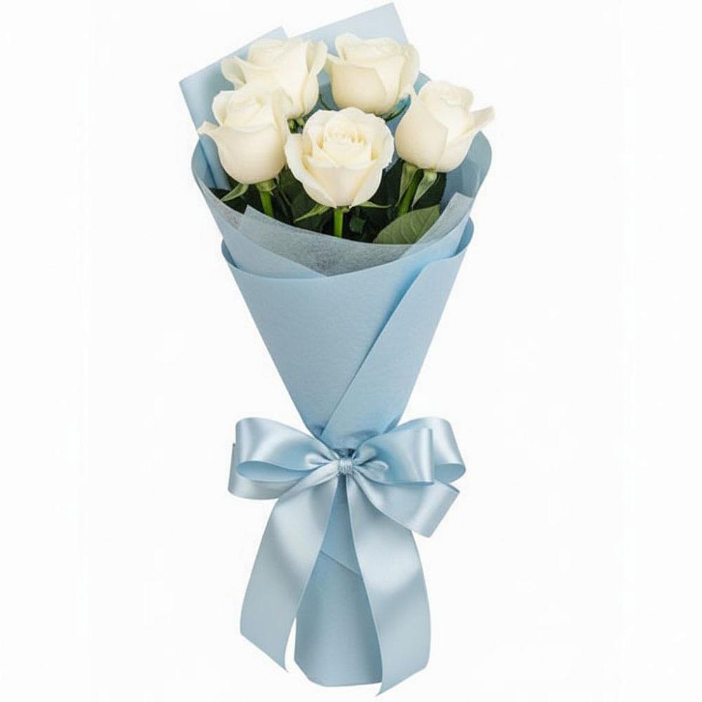 Букет 5 Белых роз Проуд в Новомичуринске