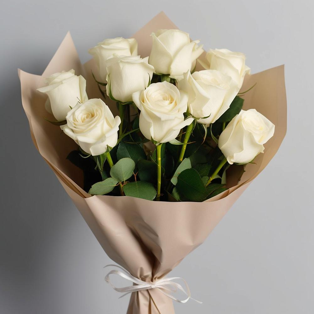 Букет 9 Белых роз Эдлесс Лав в Новомичуринске