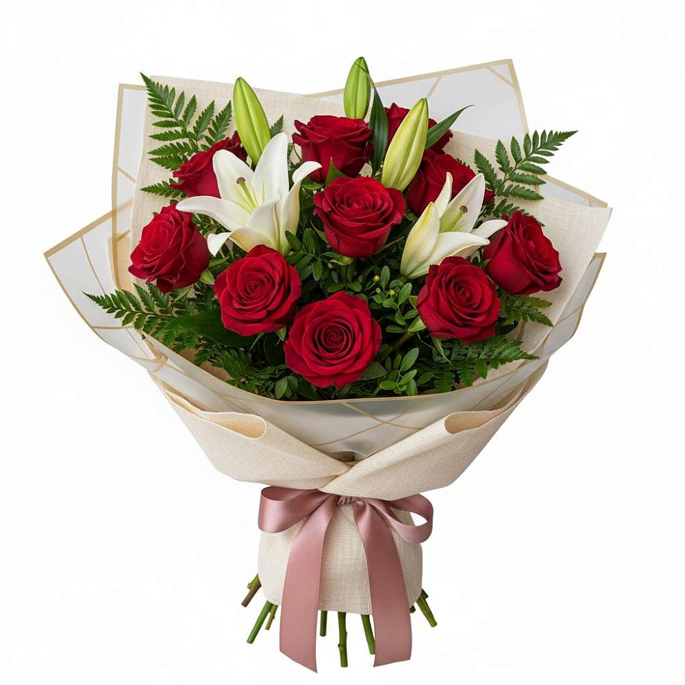 Букет цветов из: Лилии и Розы в Новомичуринске