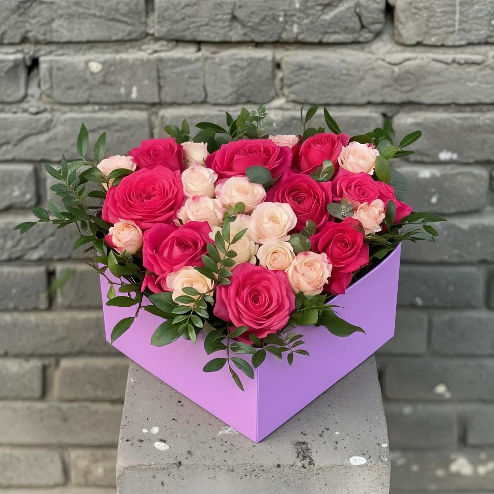 Цветочная композиция из Розы в коробке в Новомичуринске
