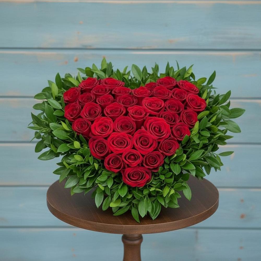 Цветочная композиция из Розы в виде сердца в Новомичуринске