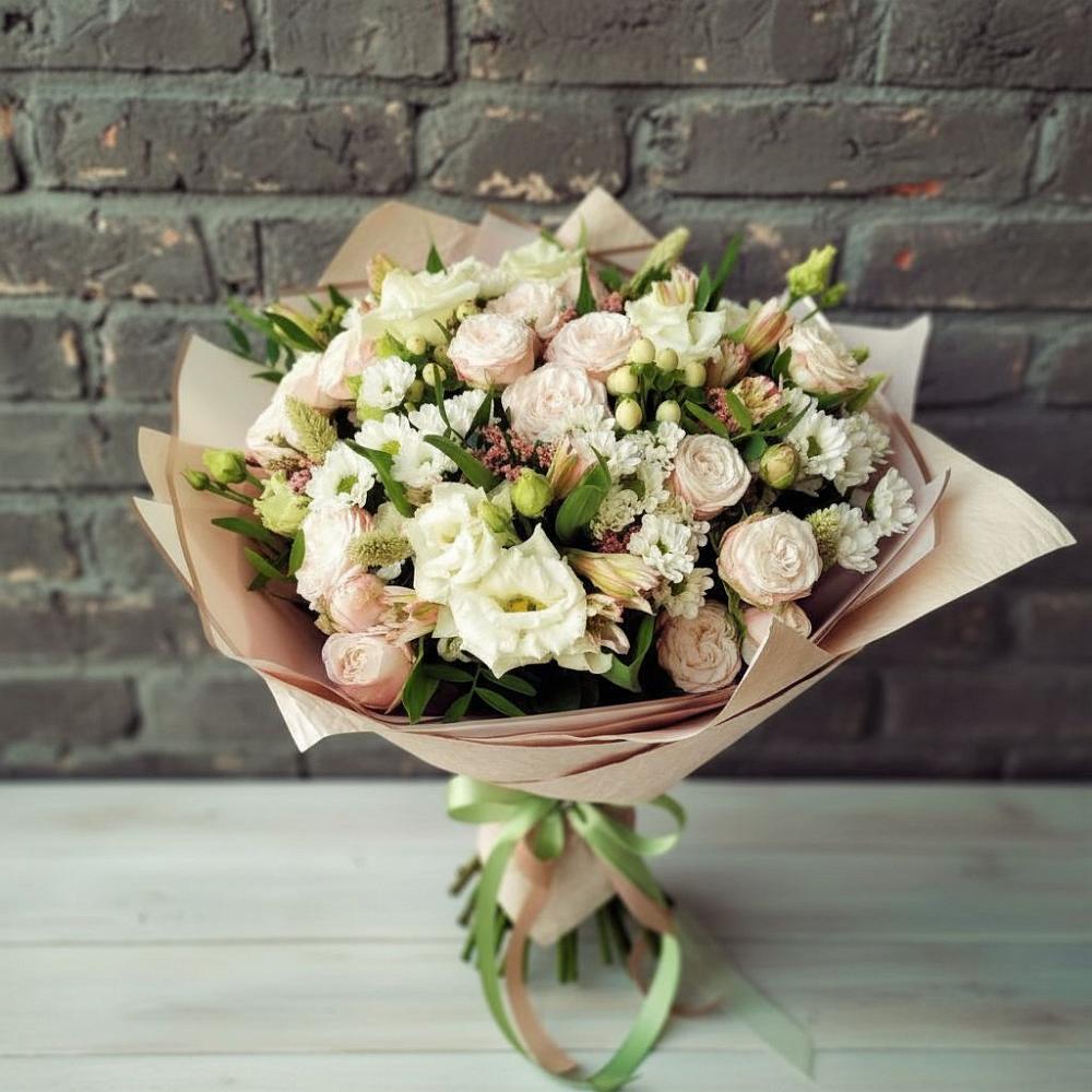 Букет цветов из: Альстромерии, Розы и Хризантемы в Новомичуринске