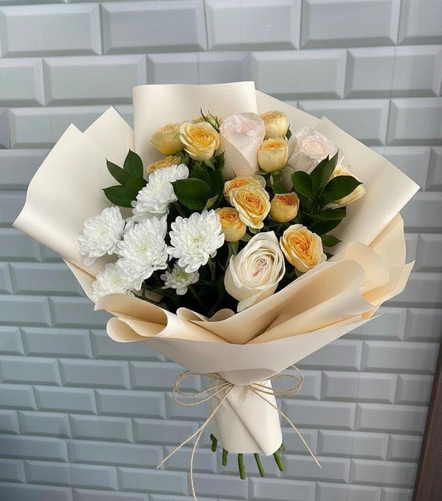 Букет цветов из: Розы и Хризантемы в Новомичуринске