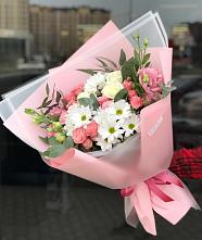 Букет цветов из:  Розы, Лизиантусы и Хризантемы в Новомичуринске