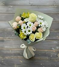 Букет цветов из:  Альстромерии, Розы и Хризантемы в Новомичуринске