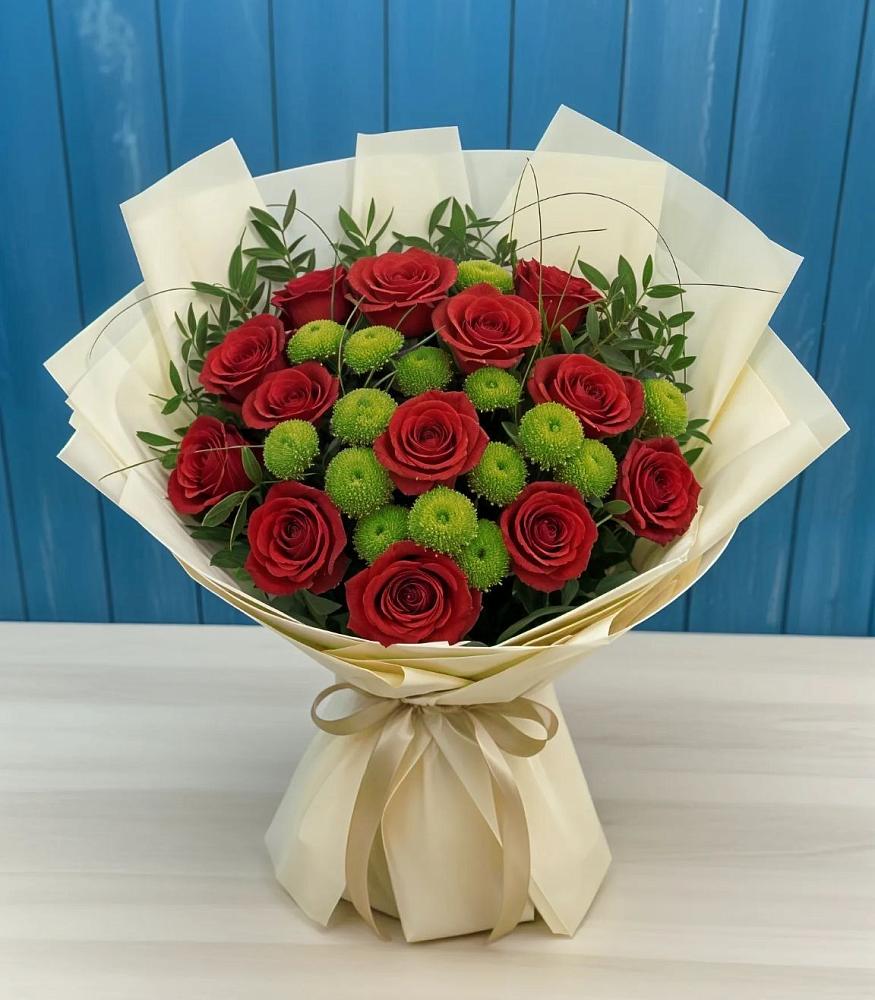 Букет цветов из: Розы и Хризантемы в Новомичуринске